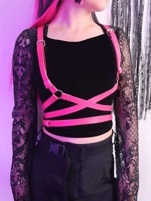 Ring Linked Harness Belt - Hot Pink - View 4