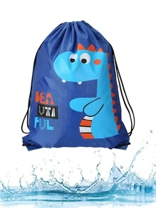 1入組卡通恐龍和字母圖案抽繩設計防水輕便游泳包 - 彩色 - 查看 1