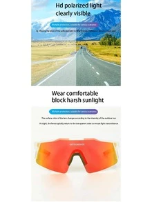 1pair Wrap Around Cycling Glasses - Black - View 5