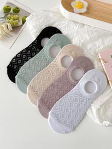 5pairs Solid Invisible Socks - Multicolor - View 4