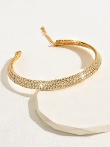 Rhinestone Decor Choker - Yellow Gold - View 4