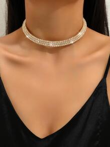 Rhinestone Decor Choker - Yellow Gold - View 3