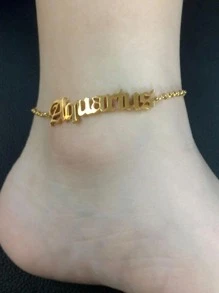 1只歐美風格極簡不鏽鋼十二星座女腳鍊,適合日常穿著 - 金黃色 - 查看 3