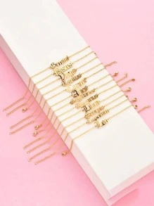 1只歐美風格極簡不鏽鋼十二星座女腳鍊,適合日常穿著 - 金黃色 - 查看 4