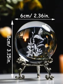 1入組鳥和花細節水晶球設計裝飾工藝 - 無色 - 查看 3