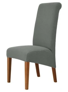 1PC Polar Fleece High Back Dining Chair Cover Jacquard Elastic Chair Cover Stretch Chair Slipcover For Hotel Wedding Banquet Bar - Apricot - View 1