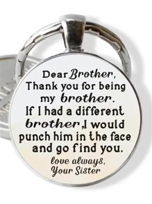 1入組字母圖案圓形設計胸針 - 銀色 - 查看 1