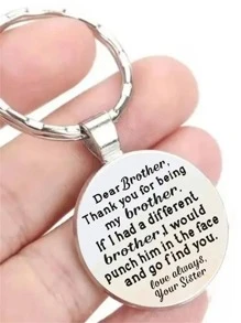 1入組字母圖案圓形設計胸針 - 銀色 - 查看 2