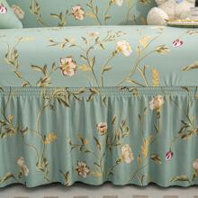 1pc Floral Printed Sofa Cover, Pastoral Style Milk Silk Elastic All-Inclusive Sofa Slipcover, Suitable For All Seasons - Multicolor - View 9