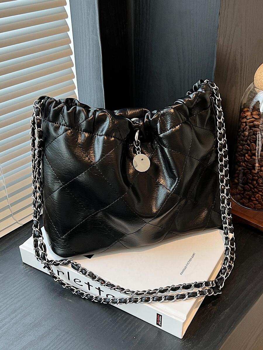 Túi vai màu trơn - màu đen - Xem 1