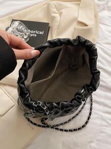 Túi vai màu trơn - màu đen - Xem 5