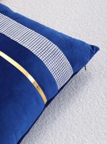 1pc Blue Velvet Rhinestone Decorative Pillow Cover (Filler Not Included). Fashionable Modern Luxury Cushion Cover, Suitable For Home Sofa, Bedroom Bed, Party Decoration, Year-Round Use. - Royal Blue - View 4