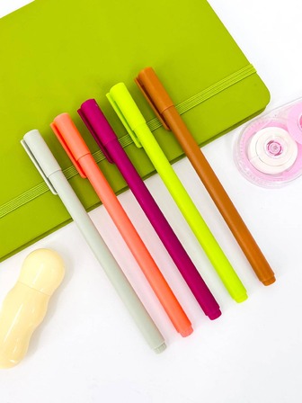 5入組混色凝膠簡約風多用途中性筆適用於學校學生