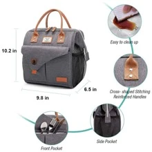 Lekesky Lunch Bag For Women Insulated Lunch Box Leakproof Lunchbox For Adult Work, Grey - 淺灰色 - 查看 4