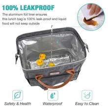 Lekesky Lunch Bag For Women Insulated Lunch Box Leakproof Lunchbox For Adult Work, Grey - 淺灰色 - 查看 3