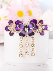 Women Rhinestone Decor Butterfly Design Hair Clip For Hair Decoration Claw Clips Hair Claws Hair Barrettes, School Stuff