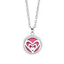 Heart Print Round Pendant Necklace Silver Stainless Steel Fashionable Popular Jewelry Gift Party For Men