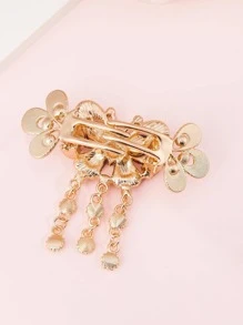 女性水鑽裝飾蝴蝶設計髮夾適用於頭髮裝飾用品 - 紅色 - 查看 3