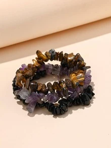 3 piezas/set Pulsera con diseño de piedra - Multicolor - Ver 3