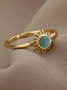 Anillo con diseño de sol - Amarillo Oro - Ver 2