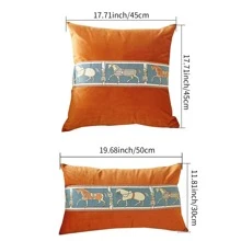 1pc Cartoon Graphic Cushion Cover Without Filler - Orange - View 2