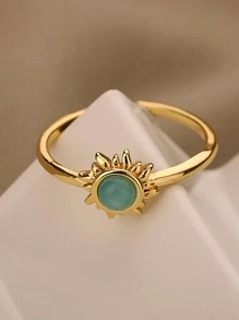 Anillo con diseño de sol - Amarillo Oro - Ver 3