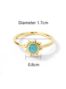Anillo con diseño de sol - Amarillo Oro - Ver 5