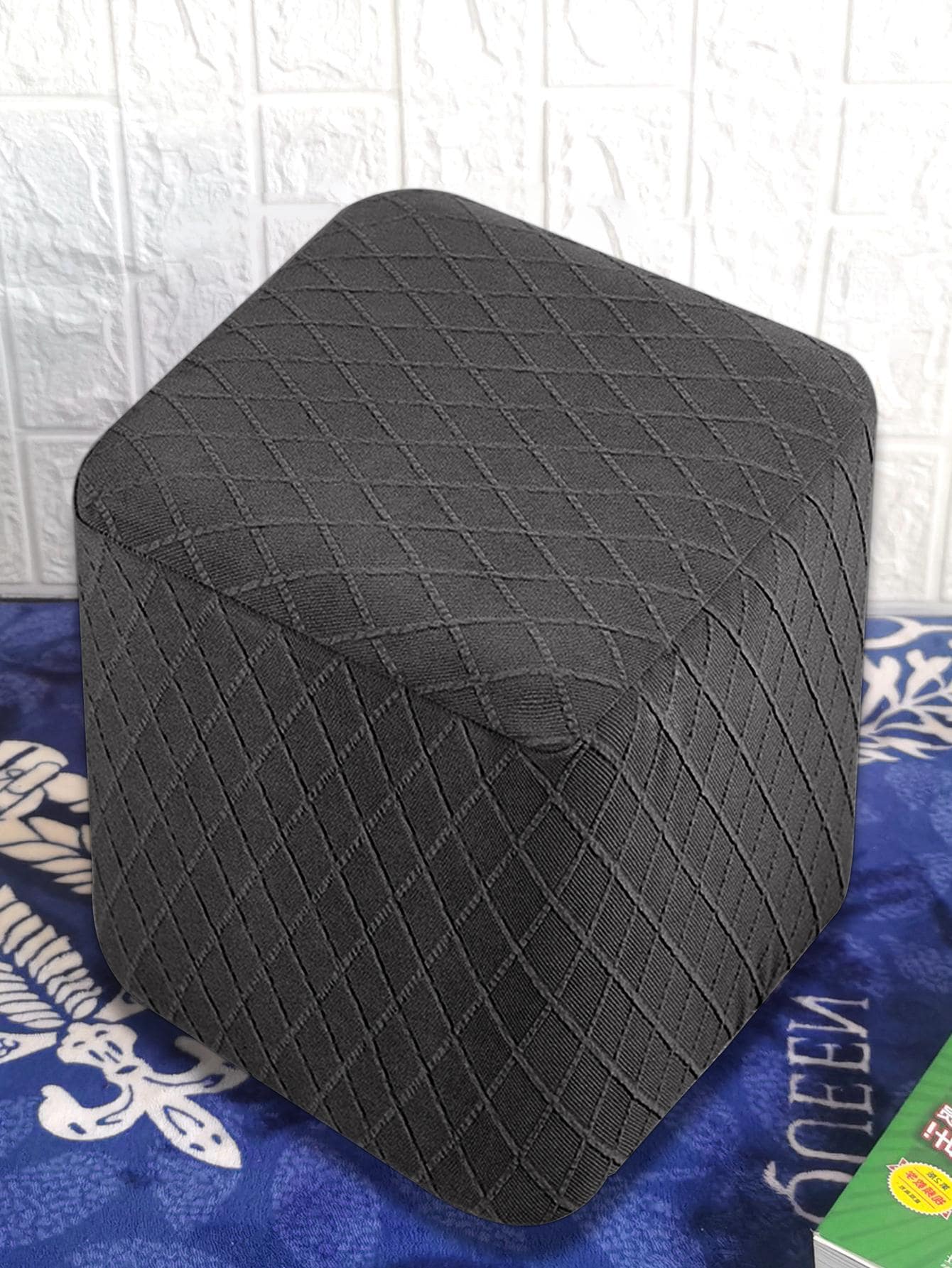 1入組幾何提花凳子現代滌綸凳子座套適用於家庭 - 深灰色 - 查看 1