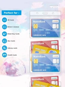 10pcs Clear Waterproof Office Card Cover, Simple PVC Card Holder For Home, Office - Clear - View 3