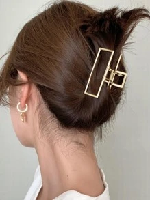 1pc Women Rectangle Shaped Casual Hair Claw For Daily Lifehair Clip Hair Jaw Clip Hair Clamps - Gold - View 1