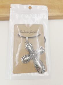 Cross Charm Necklace - Antique Silver - View 3