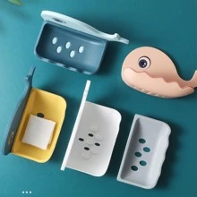 1入組卡通鯨魚設計肥皂白色掛壁式肥皂收納架適用於浴室 - 白色 - 查看 4