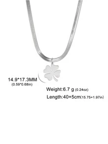 1 PC Thời Trang Bằng Thép Không Gỉ Cỏ Bốn Lá Mặt Dây Chuyền Vòng Cổ Cho Nữ Cho Quà Tặng Của Bạn Bè - Bạc - Xem 4