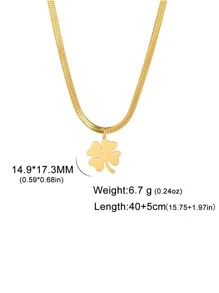 1 PC Thời Trang Bằng Thép Không Gỉ Cỏ Bốn Lá Mặt Dây Chuyền Vòng Cổ Cho Nữ Cho Quà Tặng Của Bạn Bè - Vàng - Xem 4