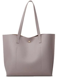 New Arrivals 2022 Tassels Tote & Shoulder Bag 2pcs/Set Plain Large Capacity Shopping Bag European And American Fashion Handbag - Mauve Purple - View 3