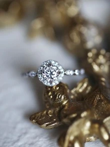 1pc Glamorous Sterling Silver Cubic Zirconia Round Decor Ring For Women For Friend's Gift Wedding Engagement Bridal Jewelry - Silver - View 3