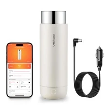 VSITOO Car Electric Kettle Travel Kettle Mini Tea Kettle Electric Water Boiler With Automatic Shut Off & Keep Warm, Electric 306 Stainless Steel Water Boilers With One Key To Boil Water, DC12V/24V,Fathers Day Gifts - 白色 - 查看 2