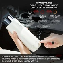 VSITOO Car Electric Kettle Travel Kettle Mini Tea Kettle Electric Water Boiler With Automatic Shut Off & Keep Warm, Electric 306 Stainless Steel Water Boilers With One Key To Boil Water, DC12V/24V,Fathers Day Gifts - 白色 - 查看 3