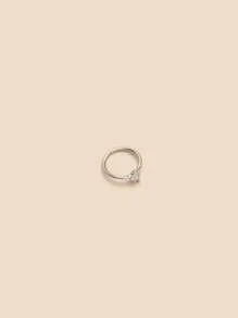Cubic Zirconia Decor Nose Ring - Silver - View 2