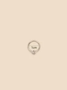 Cubic Zirconia Decor Nose Ring - Silver - View 5