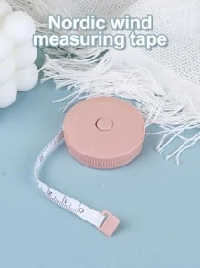 1 chiếc thước dây tự động thu gọn 1.5m kèm hộp nhựa, kiểu dáng Bắc Âu, thước kẻ linh hoạt làm quà tặng, thước kẻ - Hồng - Xem 1