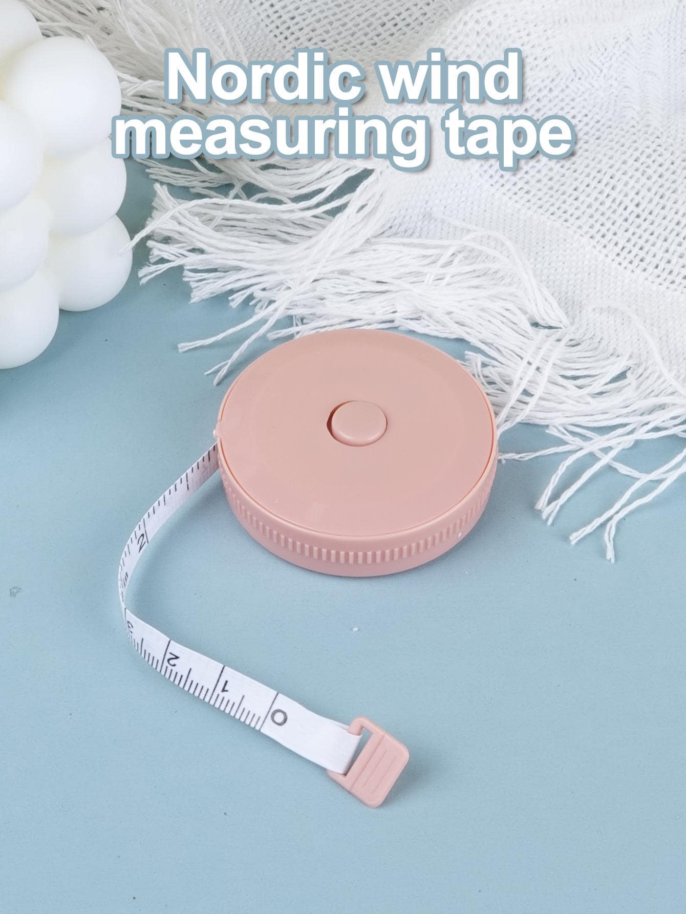 1 chiếc thước dây tự động thu gọn 1.5m kèm hộp nhựa, kiểu dáng Bắc Âu, thước kẻ linh hoạt làm quà tặng, thước kẻ - Hồng - Xem 1