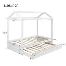 House Bed with Trundle, can be Decorated,White(Old SKU:SM000103AAK) - White - View 8
