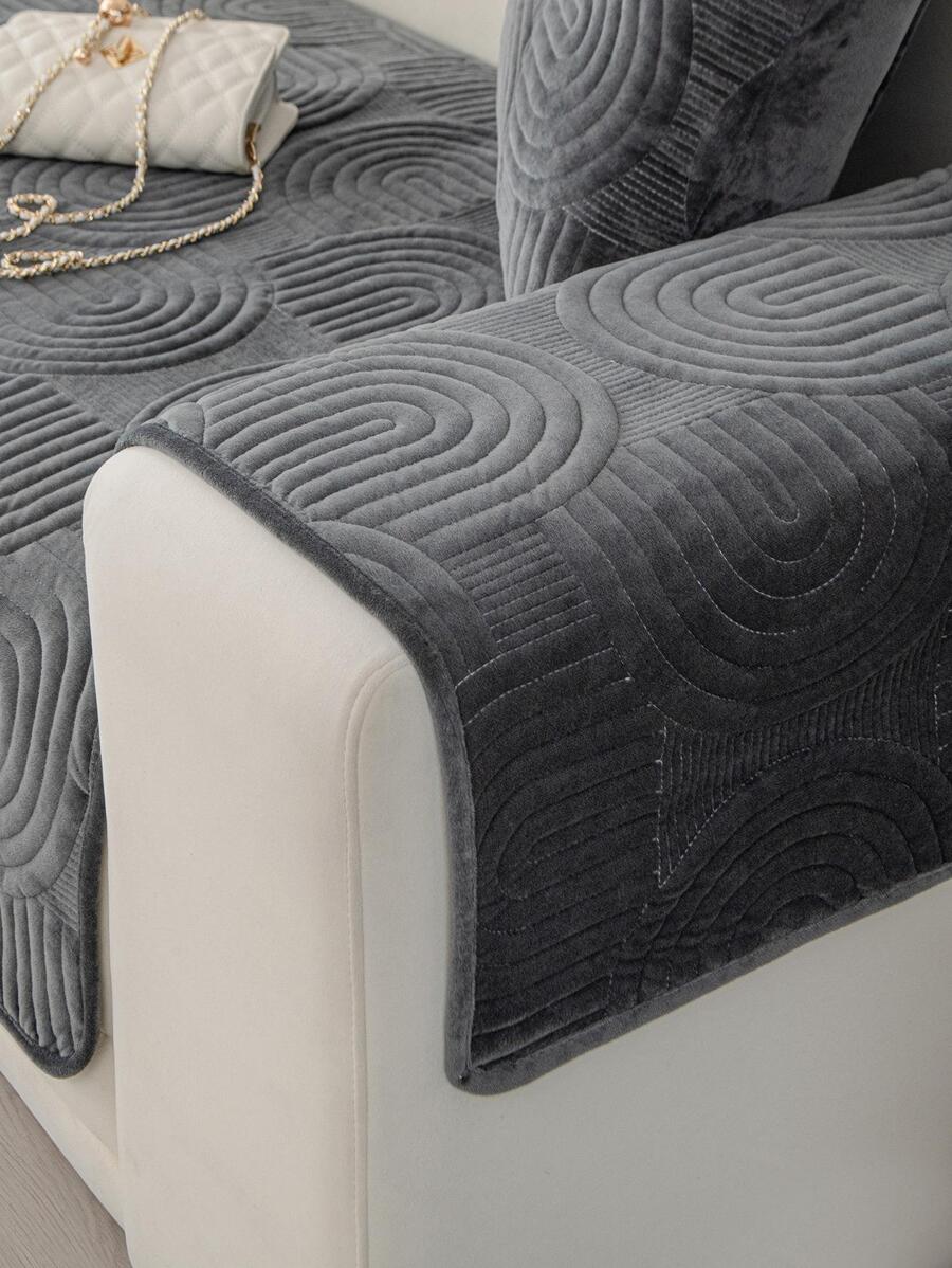 1入組幾何提花沙發現代滌綸防滑毛巾套適用於客廳