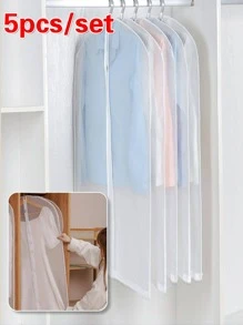 5入組透明衣物防塵套婚紗套衣罩西裝外套收納袋衣服掛件防塵衣套衣物保護套全封閉收納袋 - 無色 - 查看 1