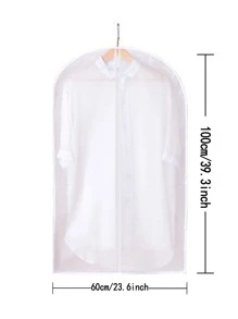 5入組透明衣物防塵套婚紗套衣罩西裝外套收納袋衣服掛件防塵衣套衣物保護套全封閉收納袋 - 無色 - 查看 5