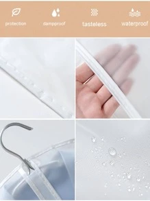 5入組透明衣物防塵套婚紗套衣罩西裝外套收納袋衣服掛件防塵衣套衣物保護套全封閉收納袋 - 無色 - 查看 3