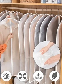 5入組透明衣物防塵套婚紗套衣罩西裝外套收納袋衣服掛件防塵衣套衣物保護套全封閉收納袋 - 無色 - 查看 4