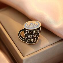 Coffee Cup Design Brooch - Black - View 1