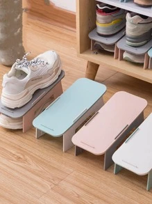 1pc Solid Color Shoe Storage Rack - White - View 7